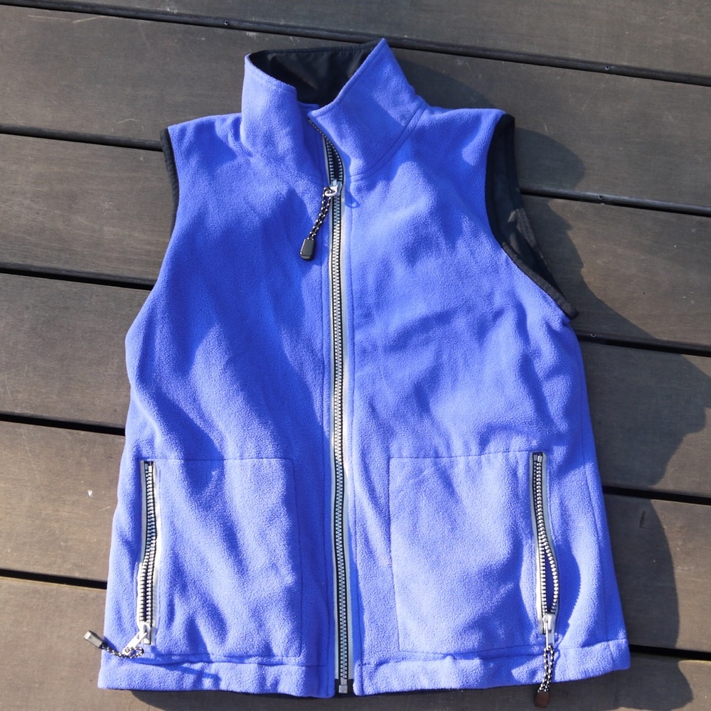 Blue zip up vest